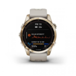 Garmin fenix 7S Pro Sapphire Krémarany homokkő színű szilikon szíjjal pulzusmérő óra