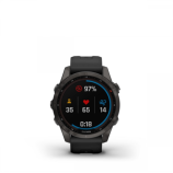 Garmin fenix 7S Pro Sapphire Solar Szürke DLC Titánium fekete szilikon szíjjal pulzusmérő óra