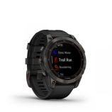 Garmin fenix 7 Pro Sapphire Solar Carbon Grey DLC Titánium fekete szilikon szíjjal pulzusmérő óra