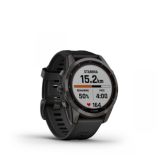 Garmin fenix 7S Pro Sapphire Solar Szürke DLC Titánium fekete szilikon szíjjal pulzusmérő óra