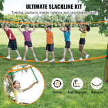 Slackline készlet edzőzsinórral, 