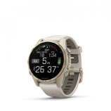 Garmin Fenix 8 Amoled 43mm Sapphire Soft Gold homokkő/szürke szilikon szíjjal pulzusmérő óra