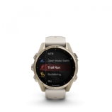 Garmin Fenix 8 Amoled 43mm Sapphire Soft Gold homokkő/szürke szilikon szíjjal pulzusmérő óra