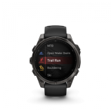 Garmin Fenix 8 Amoled 47mm Sapphire Carbon Gray DLC fekete/sötétszürke szilikon szíjjal pulzusmérő óra