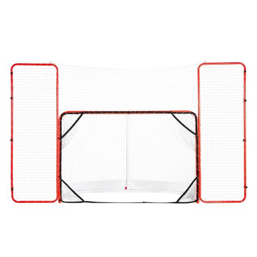 hokikapu ütközővel és céltáblákkal, utcai kültéri acél hokiháló, 182,9 cm