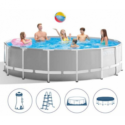 VÍZFORGATÓS MEDENCE SZETT, FÉMVÁZAS 457X107 CM - INTEX PRISM FRAME POOL 26724