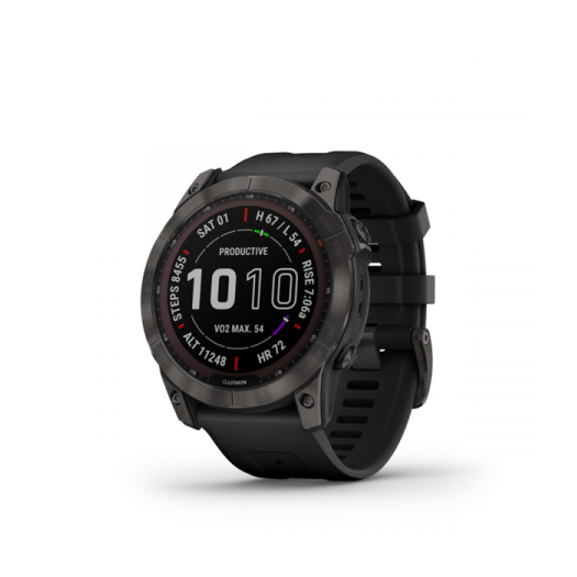 Garmin fenix 7X Pro Solar Carbon Grey fekete szilikon szíjjal pulzusmérő óra