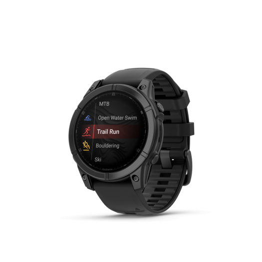 Garmin fenix E 47mm Slate Gray Steel fekete szilikon szíjjal pulzusmérő óra