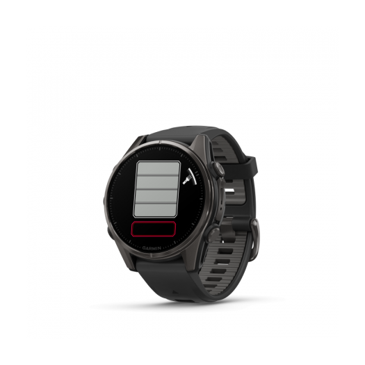 Garmin Fenix 8 Amoled 43mm Sapphire Carbon Gray Titanium DLC fekete/sötétszürke szilikon szíjjal pulzusmérő óra