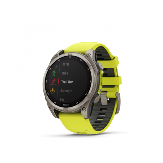 Garmin Fenix 8 Solar 47mm Sapphire Titan neonsárga/grafit szilikon szíjjal pulzusmérő óra