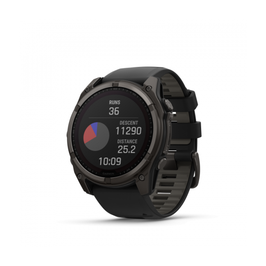 Garmin Fenix 8 Solar 51mm Sapphire Carbon Gray DLC Titan fekete/sötétszürke szilikon szíjjal