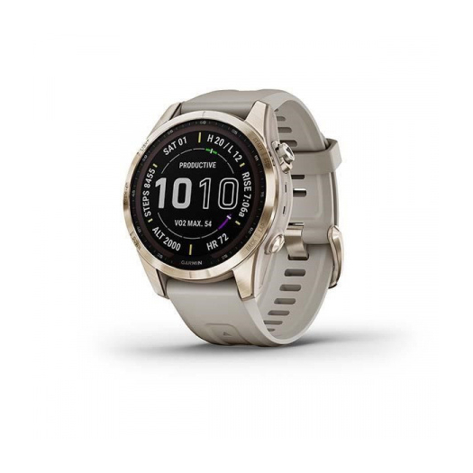 Garmin fenix 7S Pro Sapphire Krémarany homokkő színű szilikon szíjjal pulzusmérő óra