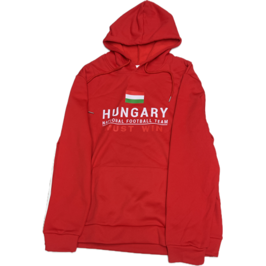 Magyar bordás kapucnis pulover piros