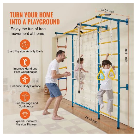 beltéri mászóka kisgyermekeknek, 7 az 1-ben mászókészlet acél svédlétrával,