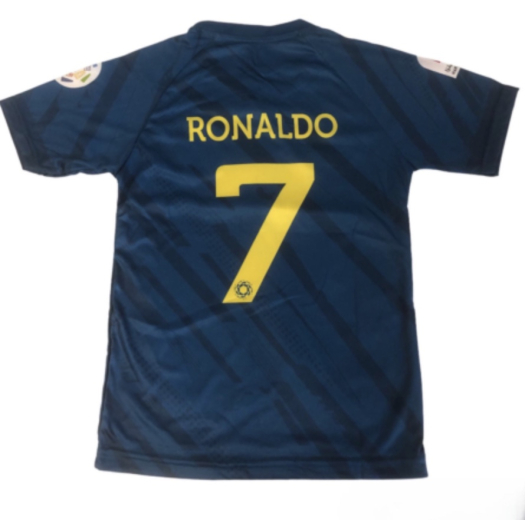 Al Nassr 2023 gyermek, váltó mezgarnitúra RONALDO felirattal 110cm és 165cm