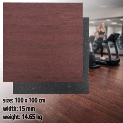 Súlyzószőnyeg inSPORTline Luxteko Flat 100x100x1,5 cm, védi a padlót a sérülésektől, vízálló, könnyű karbantartás - fa