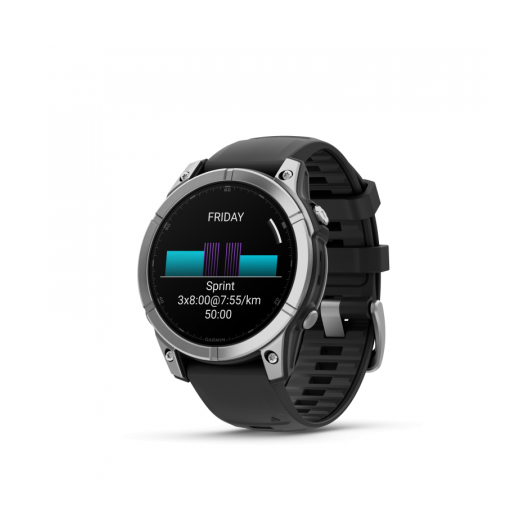 Garmin fenix E 47mm Stainless Steel, Graphite fekete szilikon szíjjal pulzusmérő óra