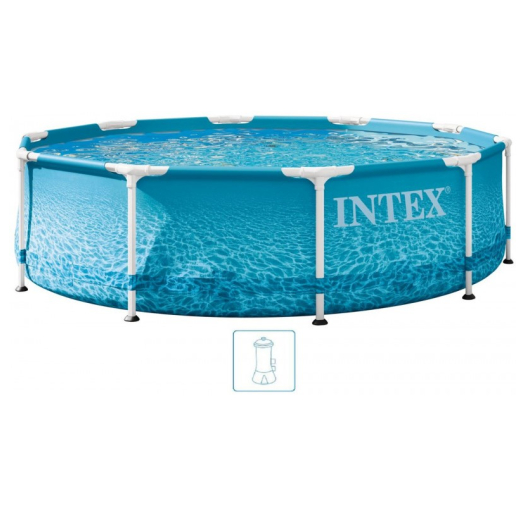 INTEX METAL FRAME BEACHSIDE Medence 305 × 76 cm szűrőrendszerrel 12V 28208GN
