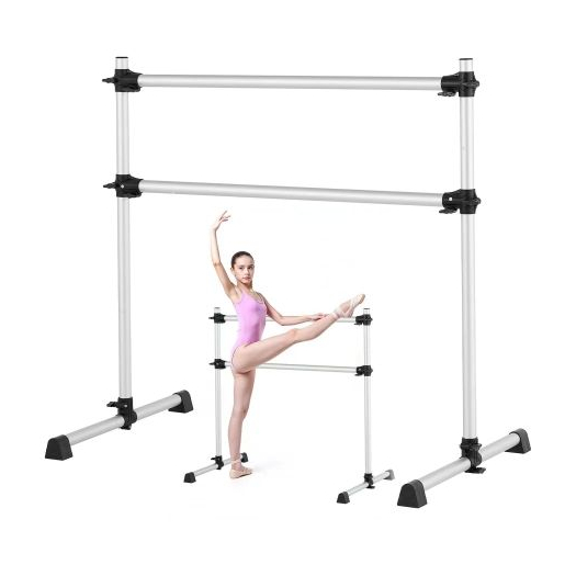 Vivien balett rúd, alumínium dupla rúd otthonra, szabadon álló hordozható balett nyújtó táncrudak, állítható magasságú, billegésgátló fitnesz stúdió felszerelés, Pilates egyensúly edzéshez