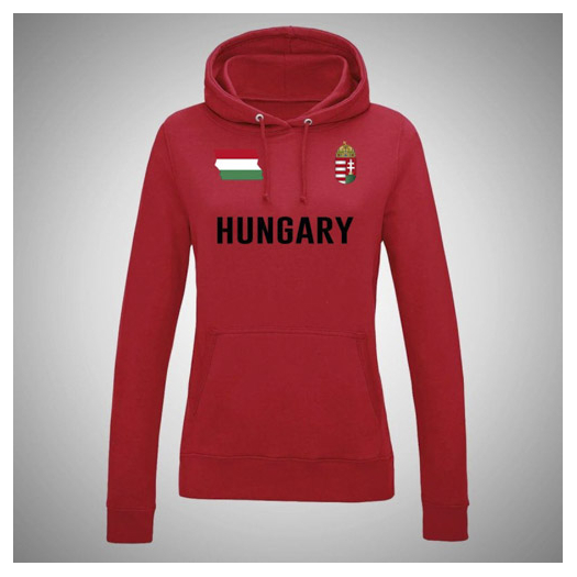 Hungary címeres női kapucnis pulóver
