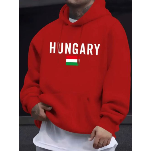 Magyar  kapucnis pulóver piros