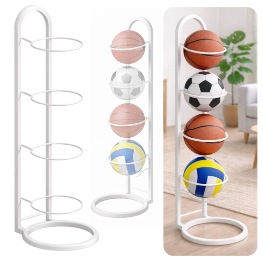 Függőleges labdaállvány, fém, funkcionális, fehér