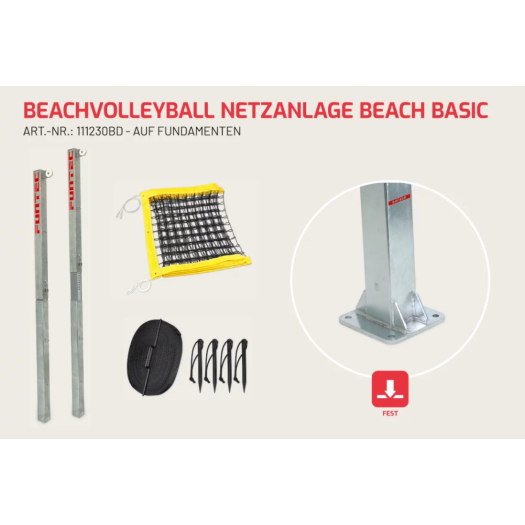 Strandröplabda hálórendszer Beach Basic 8,5 m (alapon álló)