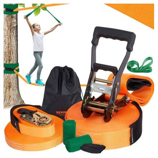 Slackline készlet edzőzsinórral, 