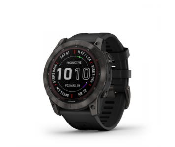 Garmin fenix 7X Pro Solar Carbon Grey fekete szilikon szíjjal pulzusmérő óra