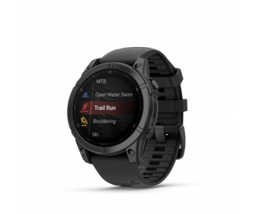 Garmin fenix E 47mm Slate Gray Steel fekete szilikon szíjjal pulzusmérő óra