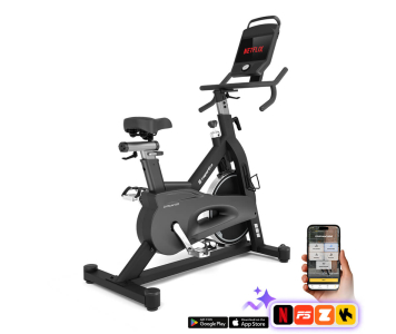 Szobakerékpár inSPORTline ZenRoute 1200, HRC program, 22kg lendkerék, italtartó, 10,1" TFT érintőképernyő, ékszijas, max. 150kg