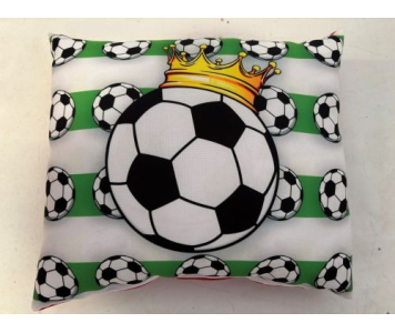 zöld-fehér koronás párna  30x25 cm