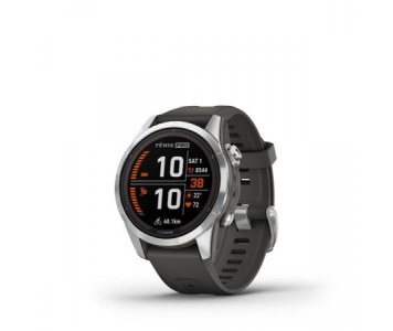 Garmin Fenix 7S Pro Solar Ezüst Grafitszürke Szilikon Szíjjal pulzusmérő óra