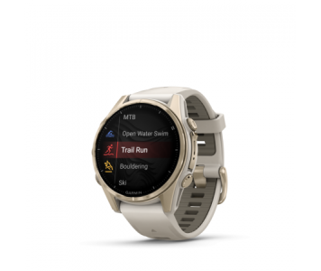 Garmin Fenix 8 Amoled 43mm Sapphire Soft Gold homokkő/szürke szilikon szíjjal pulzusmérő óra