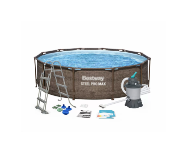 Bestway MYKONOS LUX homokszűrős vízforgatóval rattan hatású fémvázas medence szett 366 x 100 cm