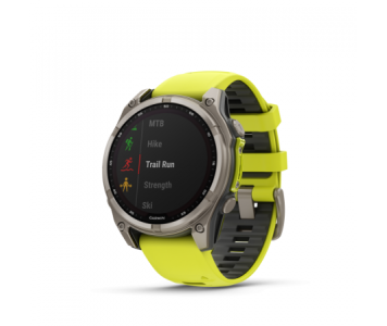 Garmin Fenix 8 Solar 47mm Sapphire Titan neonsárga/grafit szilikon szíjjal pulzusmérő óra