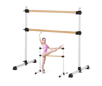 Tanja balett rúd, dupla bükkfa rúd otthonra, szabadon álló hordozható balett nyújtó táncrudak, állítható magasságú, billegésgátló fitnesz edzőtermi felszerelés, Pilates egyensúlyi edzéshez