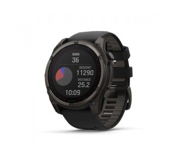 Garmin Fenix 8 Solar 51mm Sapphire Carbon Gray DLC Titan fekete/sötétszürke szilikon szíjjal