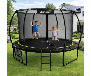 LEAN kerti trambulin belső hálóval, fekete és zöld, 427 cm,