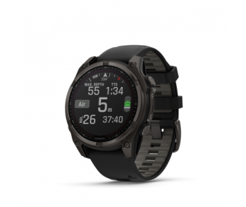 Garmin Fenix 8 Solar 47mm Sapphire Carbon Gray DLC Titan fekete/sötétszürke szilikon szíjjal