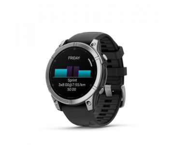 Garmin fenix E 47mm Stainless Steel, Graphite fekete szilikon szíjjal pulzusmérő óra