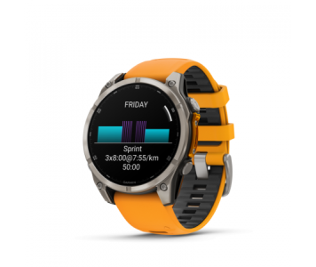 Garmin Fenix 8 Amoled 47mm Sapphire Titan narancs/szürke szilikon szíjjal pulzusmérő óra