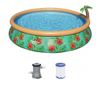 BESTWAY Fast Set Paradise Palms Puhafalú medence szett, 457 x 84 cm 57416
