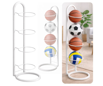 Függőleges labdaállvány, fém, funkcionális, fehér